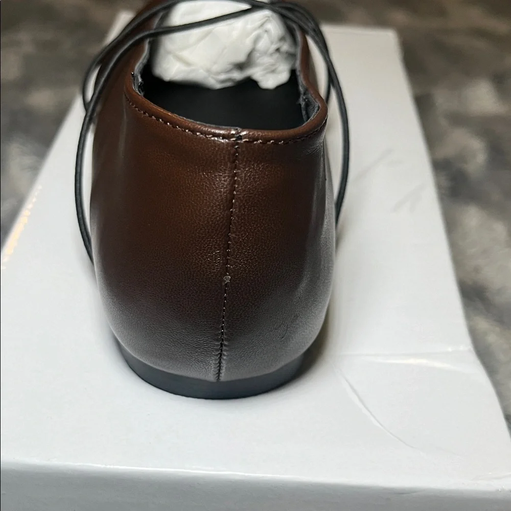 Brown Square-Toe Crisscross Strap Flats - Picture 12 of 17